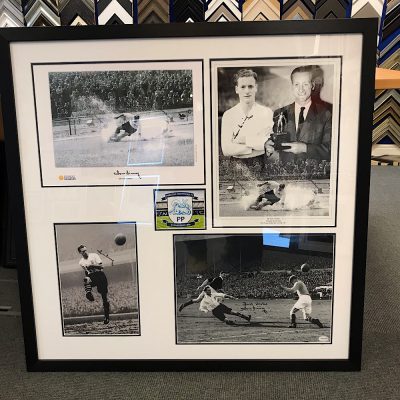 Preston North End Legend Tom Finney Signed and Framed Photo Montage.